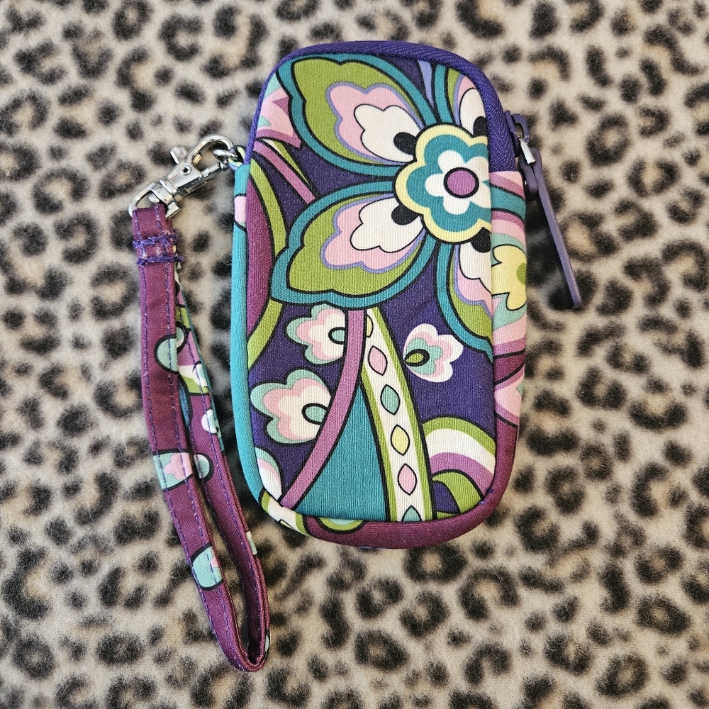 Vera Bradley Floral Paisley "Heather" Neoprene Tech Wristlet, Padded Small Pouch
